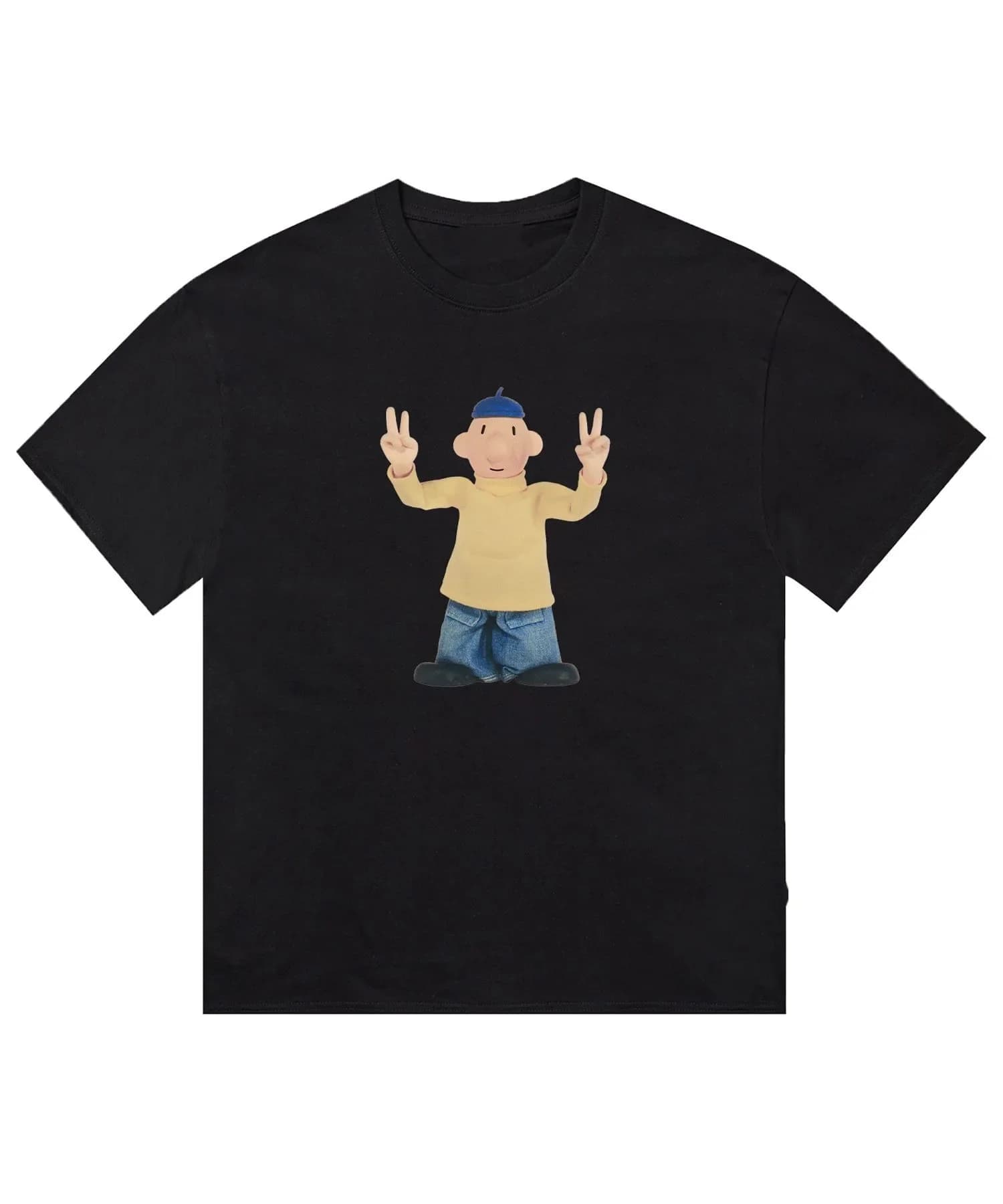 T-shirt à motif imprimé de personnages de dessins animés amusants, tendance de la mode, manches cour