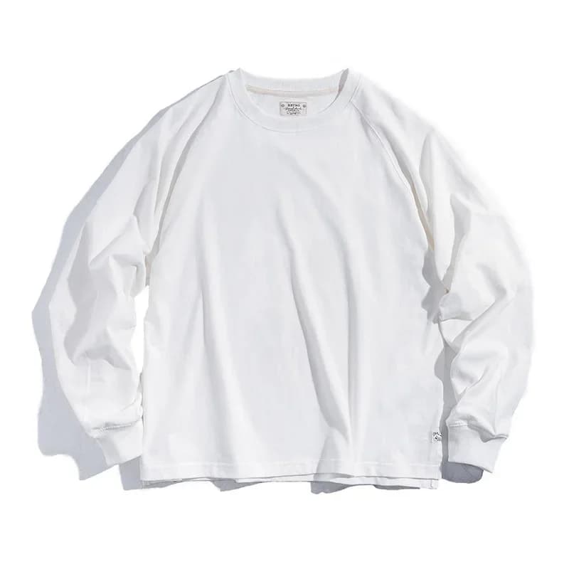 Maden solide T-shirts hommes rétro coton collège décontracté Vintage à manches longues t-shirt coule