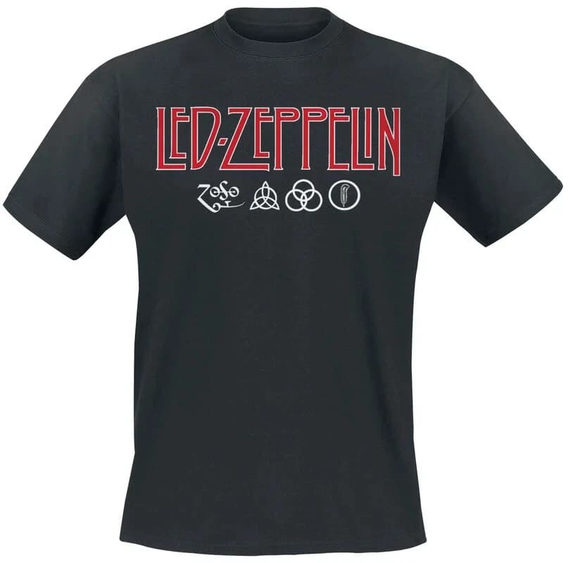 T-shirt avec logo et symboles Led Zeppelin, 100% coton, t-shirt graphique pour hommes et femmes, Str
