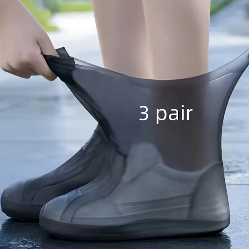 3 paires de couvre-chaussures imperméables unisexes, protections de chaussures élastiques résistante