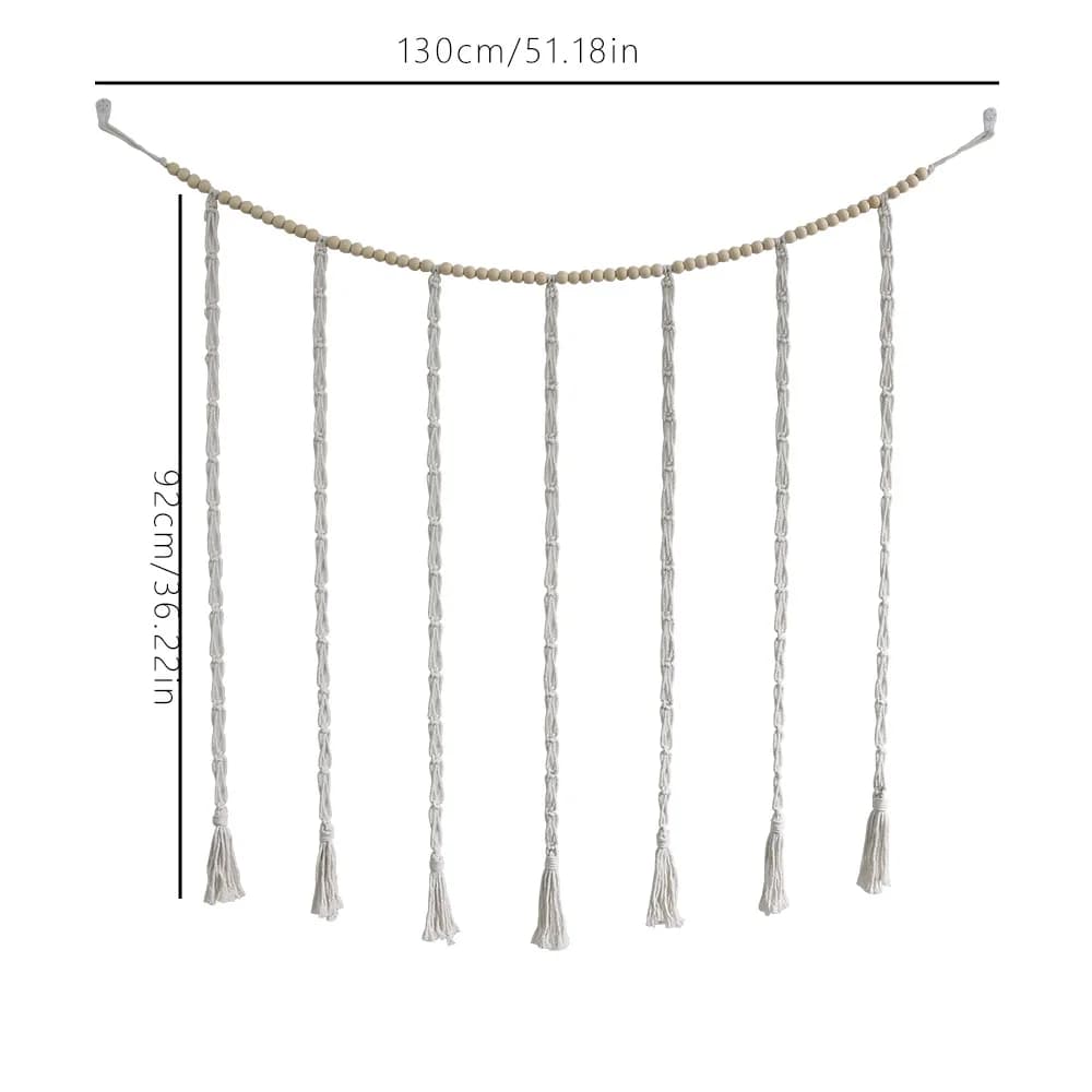 Présentoir de photos suspendu en macramé, décoration murale Boho, guirlande de perles en bois, suppo