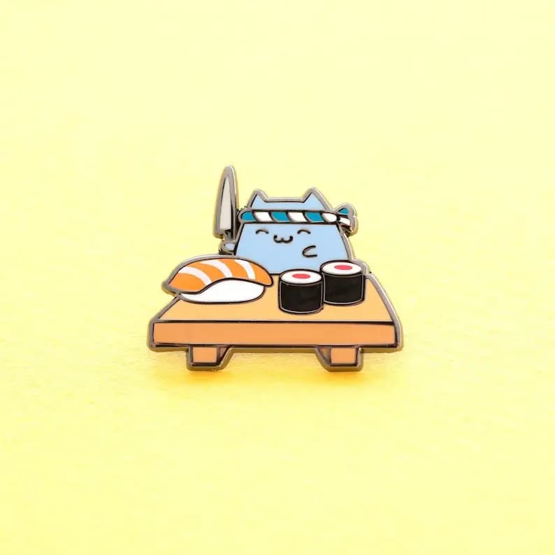 Épingle en émail pour sac à dos mignon Sushi Cat