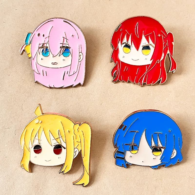 Lot de 4 broches BOCCHI THE ROCK Anime Cosplay, épingles mignonnes de personnages, badges pour vêtem