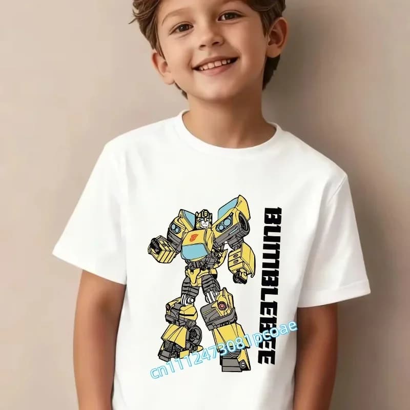 T-shirt imprimé dessin animé Transformers pour enfants, Optimus Prime, haut d'été polyvalent, respir