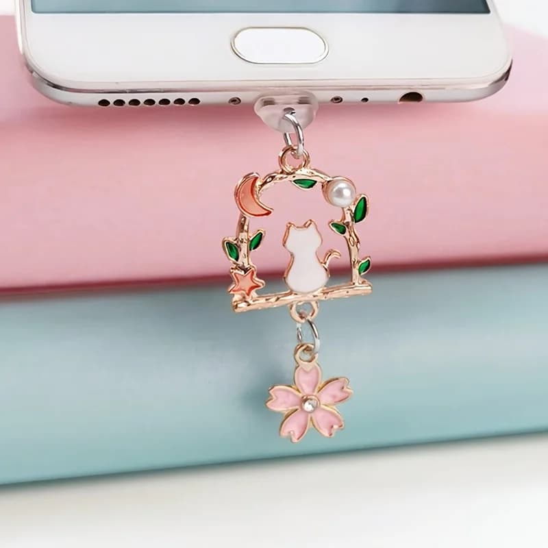 1 pièce de bouchon anti-poussière décoratif avec motif de chat, magnifique accessoire pour téléphone