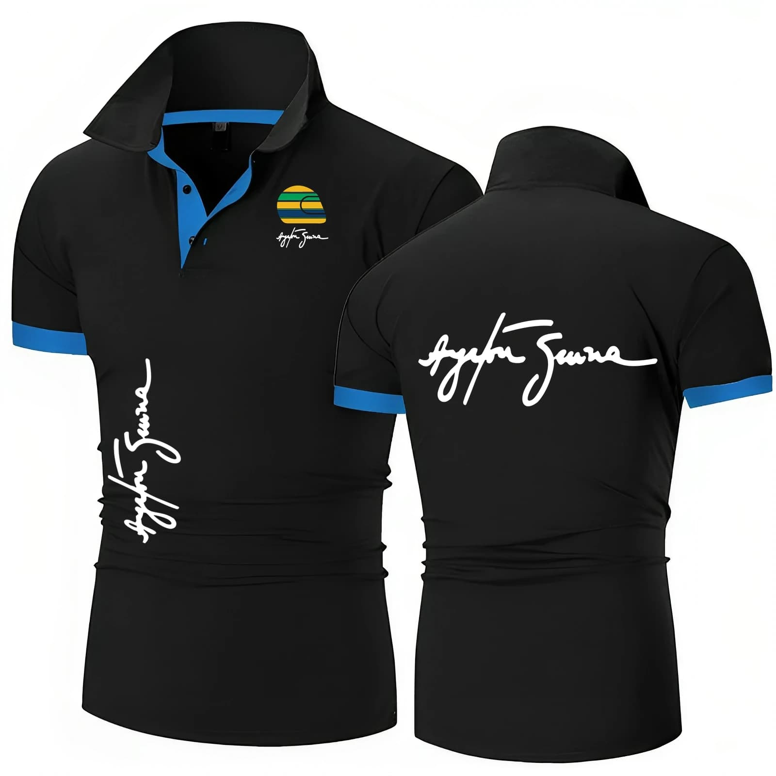 Polo de voiture Racing Ayrton Senna Hall of Fame pour hommes col rond pur F1 polos à manches courtes