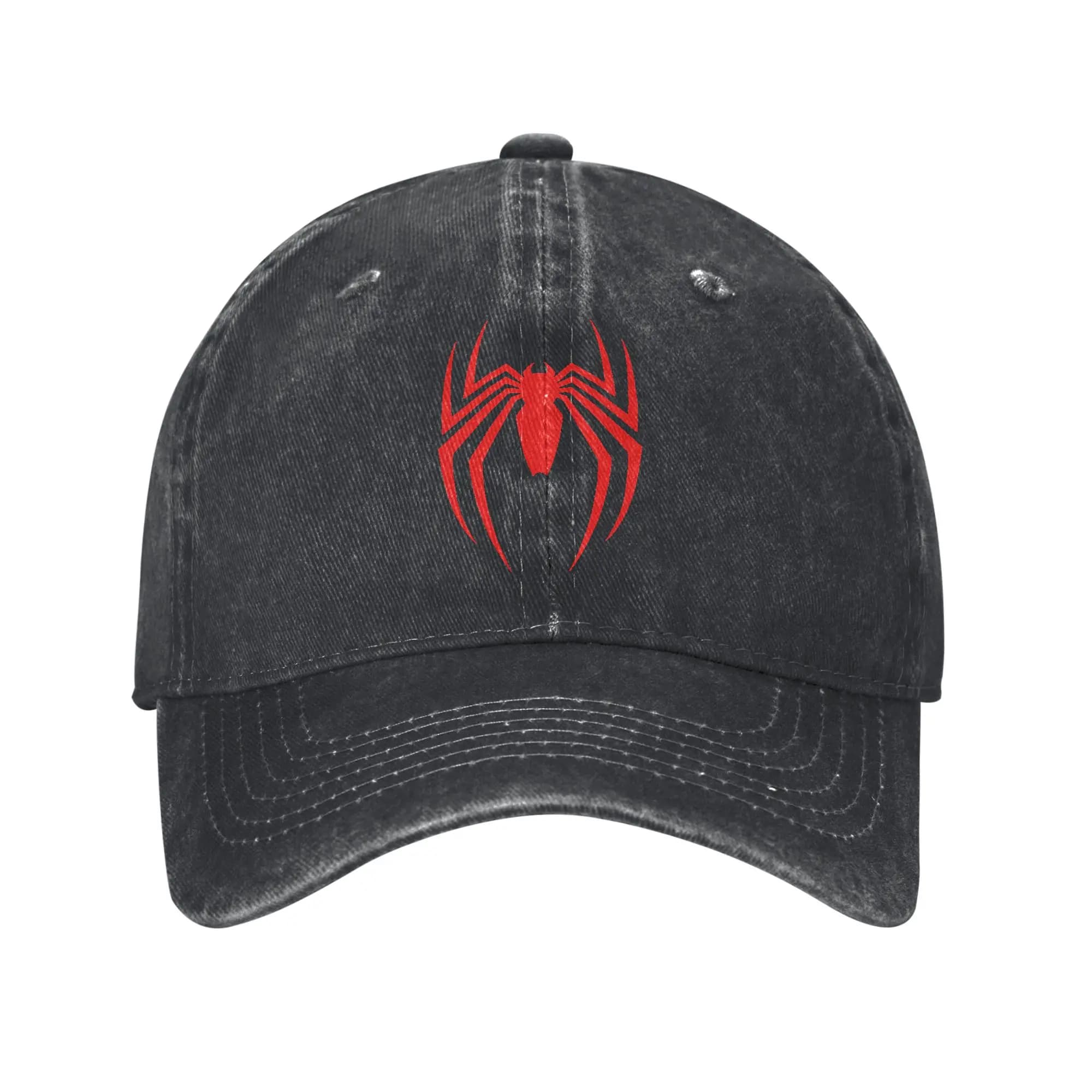 Casquettes de baseball Spider en denim vintage délavé, style unisexe, pour activités de plein air, c