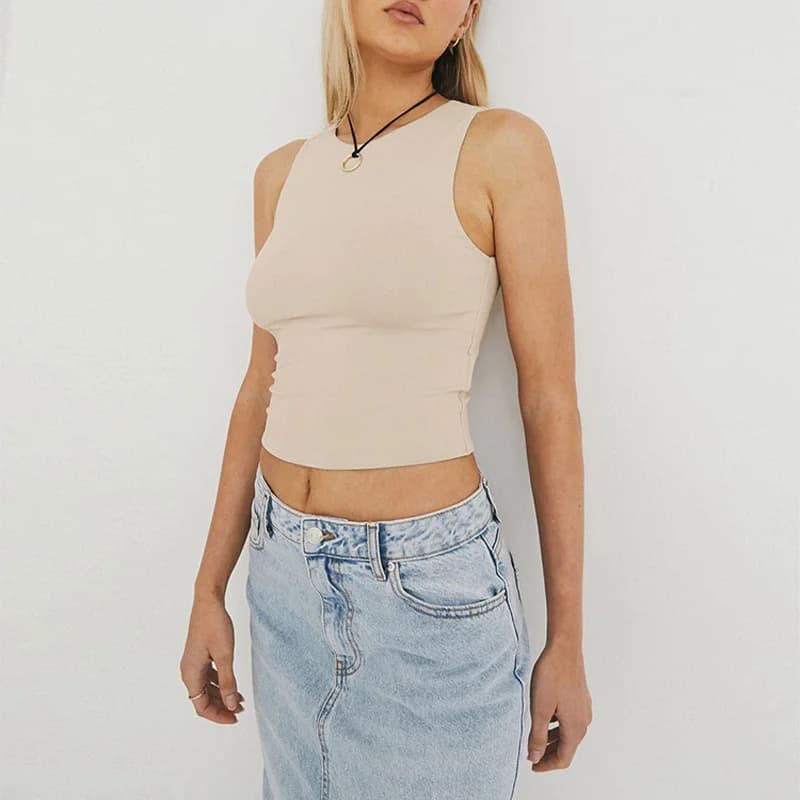 Chemise sans manches à fond serré avec haut dos nageur à col rond