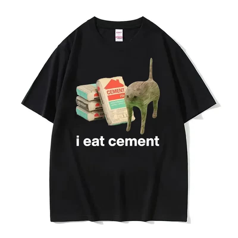 Je mange du ciment chat malte drôle Meme t-shirt femmes mode Humor à manches courtes t-shirts mâle h