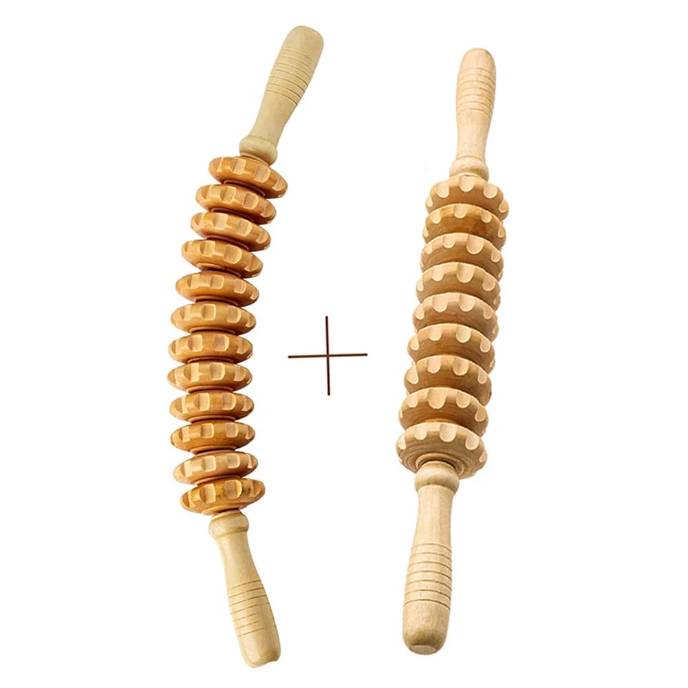 Outil de rouleau de Massage de thérapie en bois de 2 pièces, maderoterapia Colombiana, Drainage lymp