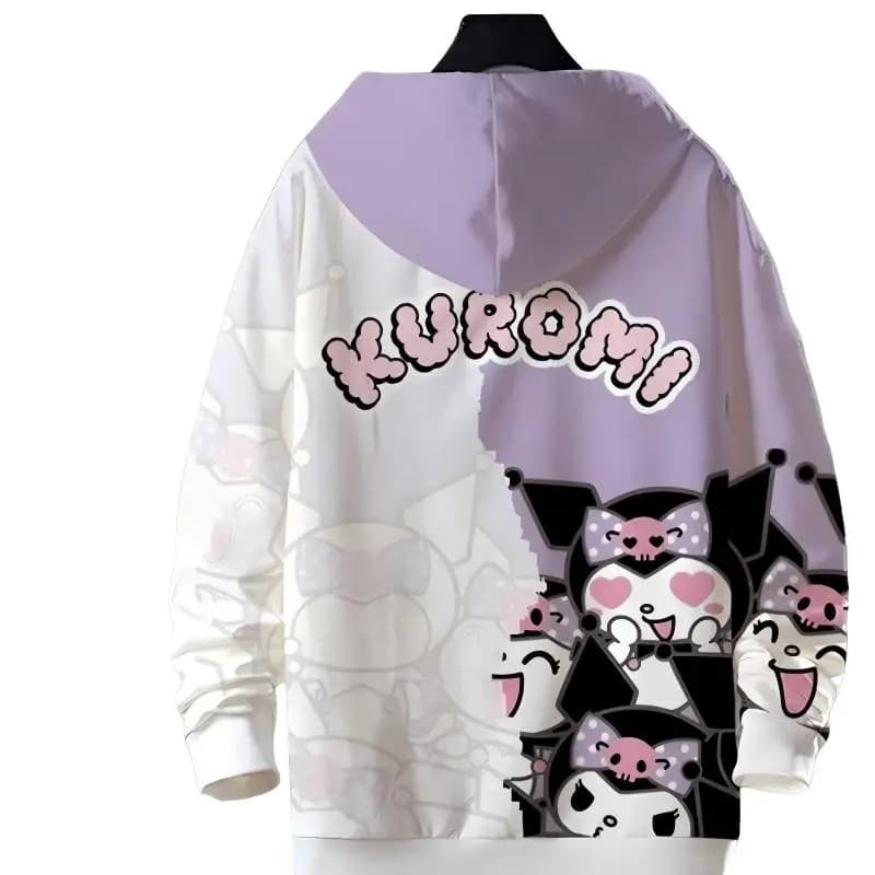 Sweat à capuche tendance Kuromi pour adolescents, grande taille, coupe ample, respirant et confortab