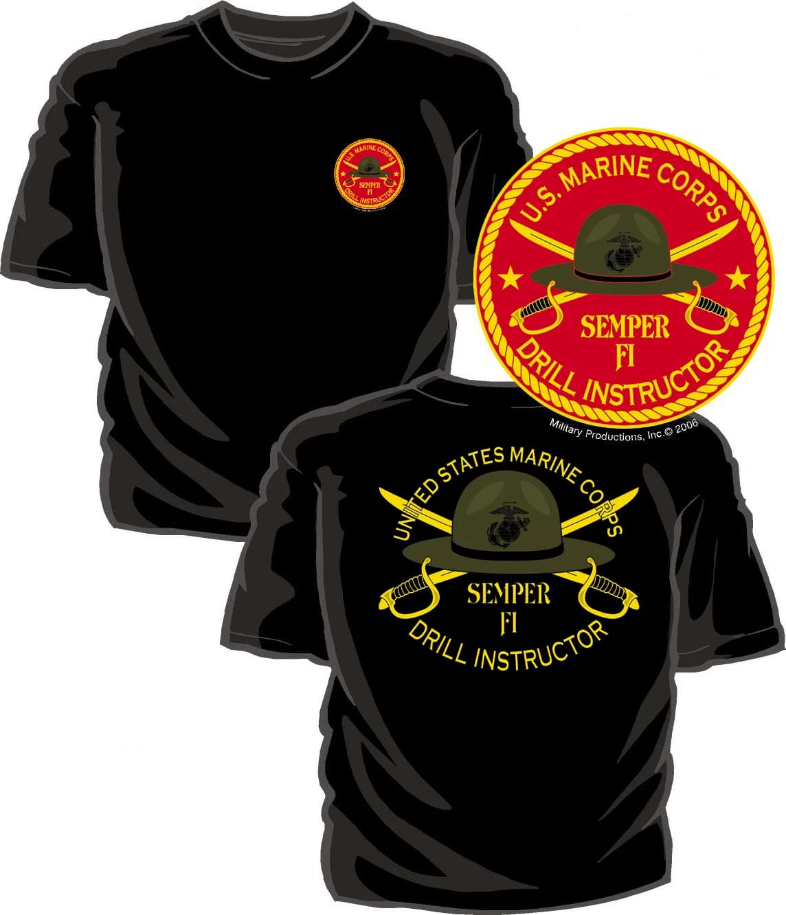 US Marine Corps Perceuse Instructeur T-Shirt 100% Coton O-cou D'été À Manches Courtes Casual Hommes