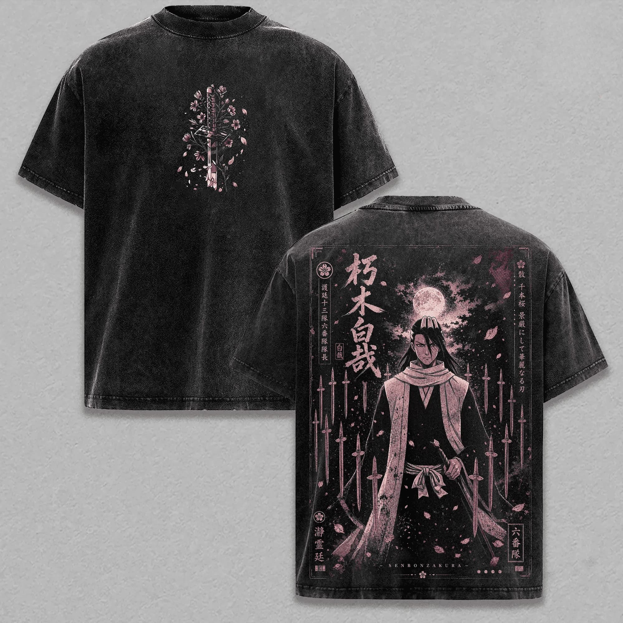 T-shirt Kuchiki Byakuya BLEACH Manga Vintage Lavé pour Hommes et Femmes – Vêtements Décontractés d'É