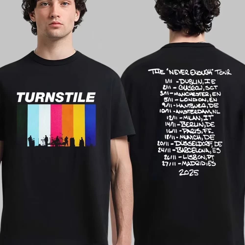 T-shirt avec inscription « Never Satisfied Journey 2025 » sur le dos, pour hommes et femmes, inspiré