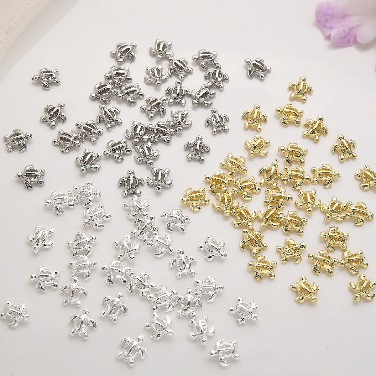 50 pièces nouveaux accessoires pour ongles mignon tortue creuse Style d'été accessoires pour ongles