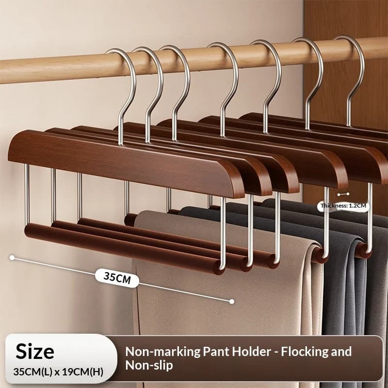 Cintres en bois de 35 cm avec velours, organisateur de placard antidérapant pour pantalons, jeans, é