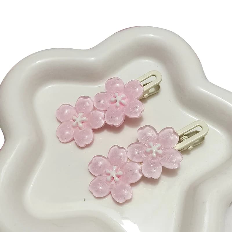 Épingle à cheveux Anime Card Captor Sakura, fleur crémeuse rose mignonne, pince latérale Bb, vêtemen
