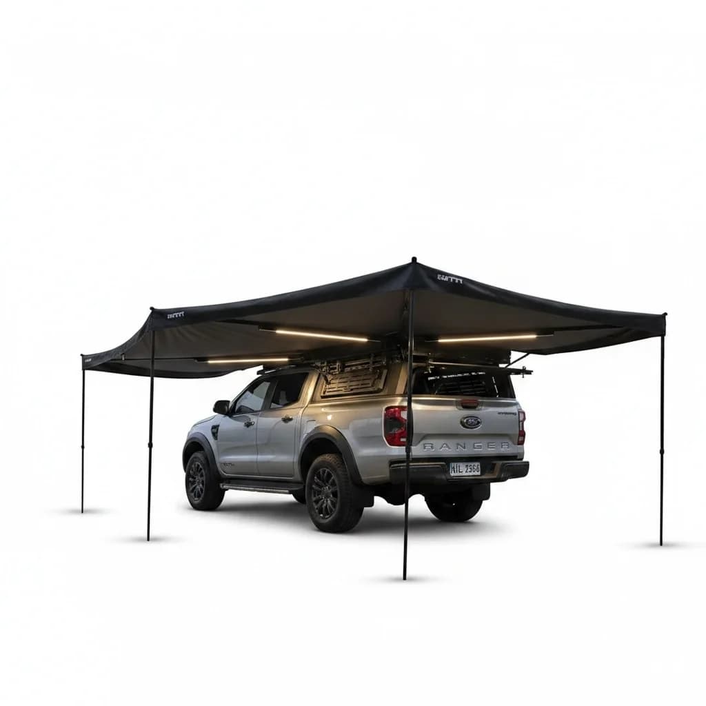 Auvent de voiture à 270 degrés, auvent latéral de voiture avec cadre en aluminium de 2,5 m/2 m, auve