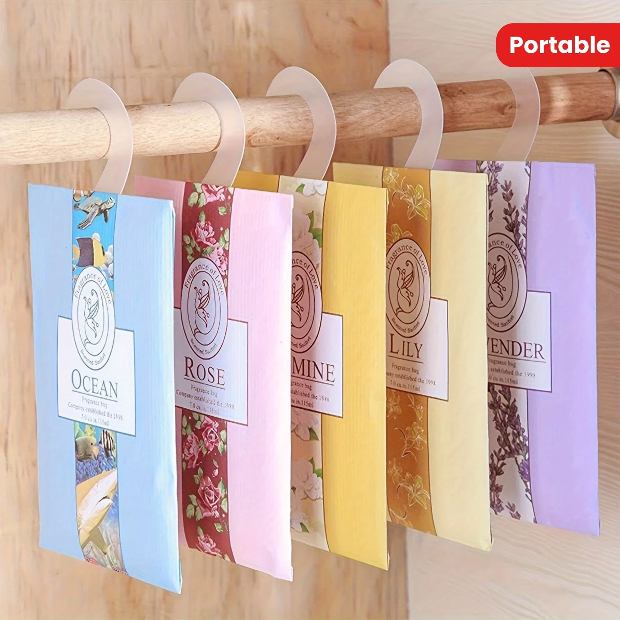 Paquet de 5 sachets de garde-robe parfumés-sacs suspendus éliminant les odeurs pour la maison appart