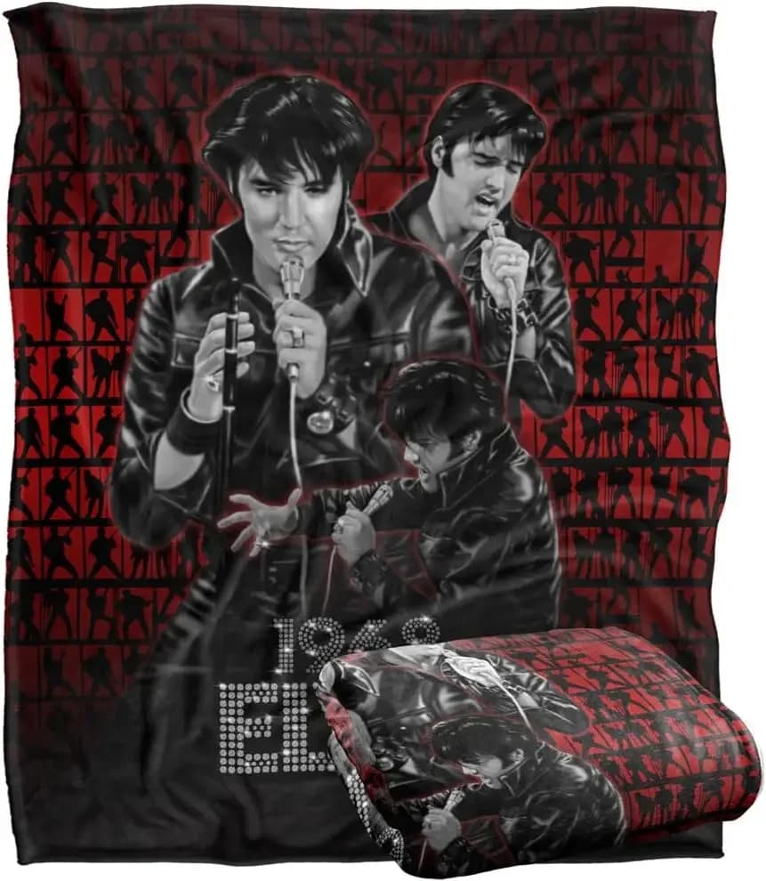 Couverture super douce à toucher soyeux, sous licence officielle, avec l'inscription « Elvis Presley