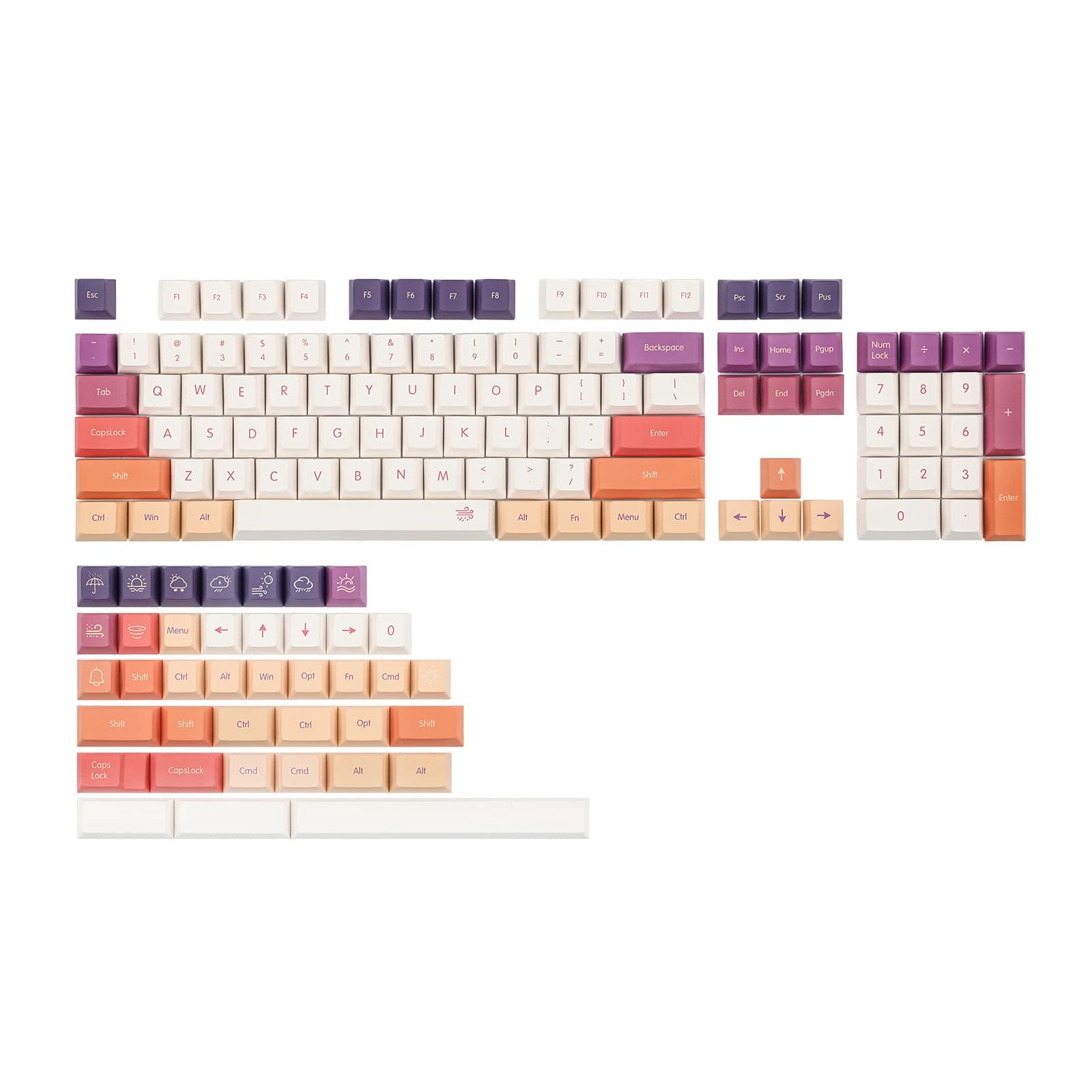 EPOMAKER-Ensemble de touches de clavier de jeu mécanique, nuages de brume, sublimation de colorant, 