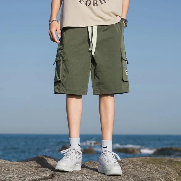 Shorts Cargo Homme d'Été Décontractés Multi-Poches avec Cordon de Serrage Style Streetwear Sportif L