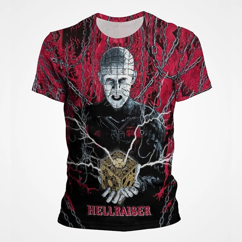 Film d'horreur Hellraiser 3D imprimé T-Shirts hommes femmes décontracté mode surdimensionné à manche