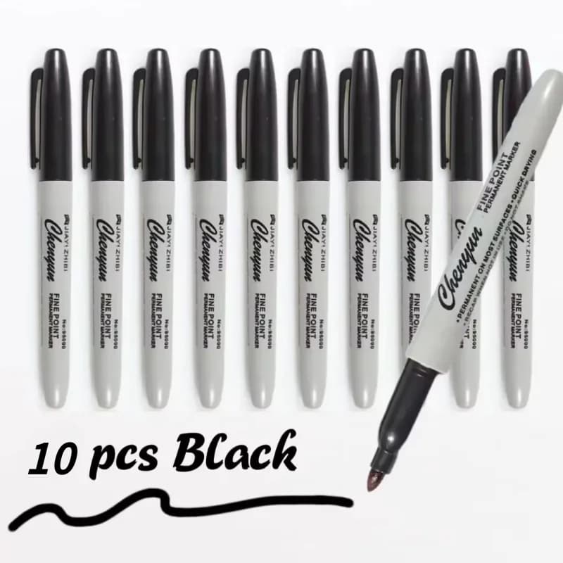 Stylo de marquage noir 10/20 pièces, conception à tête fine, étanche, séchage rapide, stylo de dessi