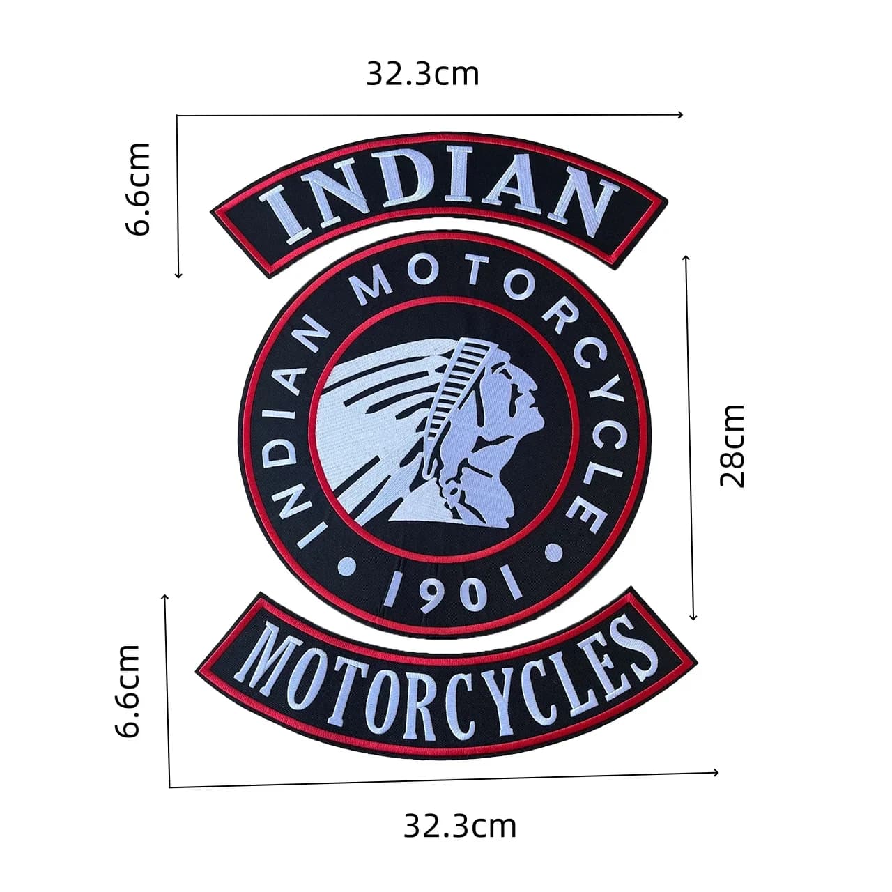 Logo personnalisé grande taille motards indiens Patch brodé fer sur coudre sur patchs vêtements déco