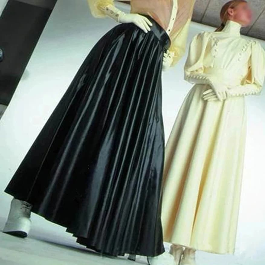 Sexy Latex Gummi Femmes Hommes Longue Maxi Jupe Objets En Caoutchouc Robe De brevÀ La Main Vêtements