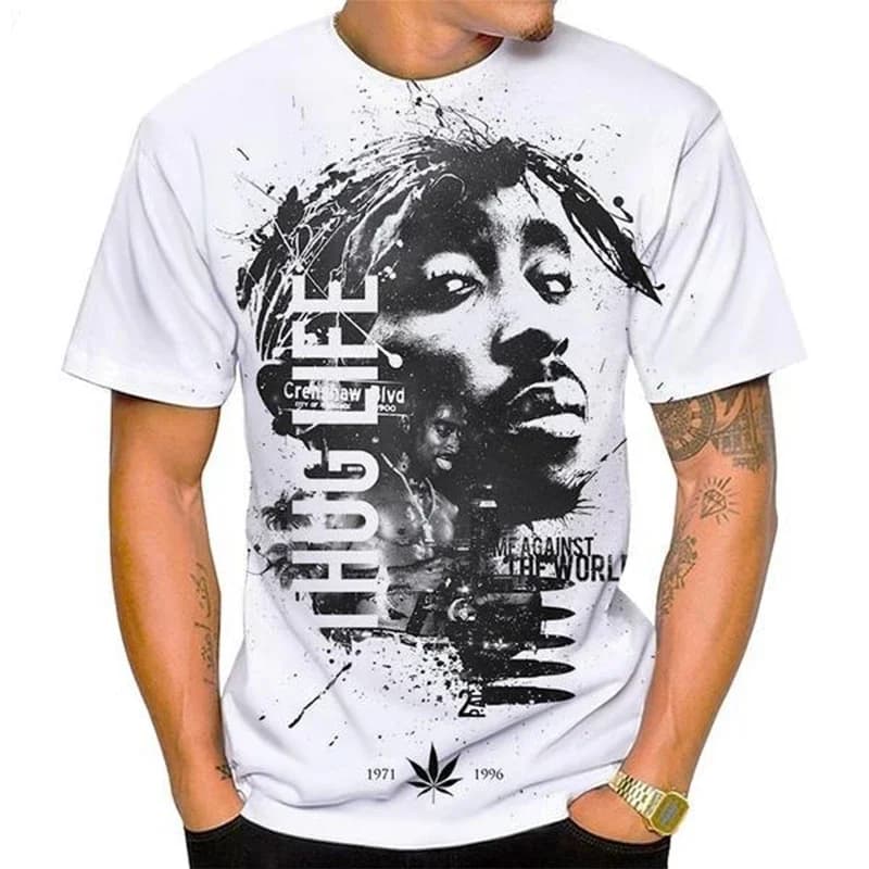 Nouvelles femmes hommes mode impression 3D Tupac Shakur 2Pac T-shirt personnalité décontractée Hip-h