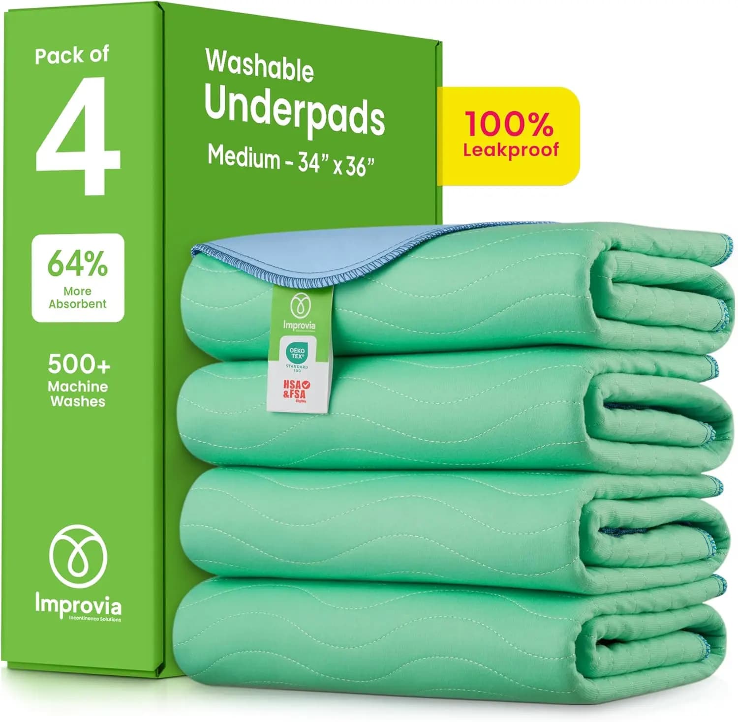 Sous-coussinets lavables 4 pièces, coussinets d'incontinence d'énurésie réutilisables à forte absorp