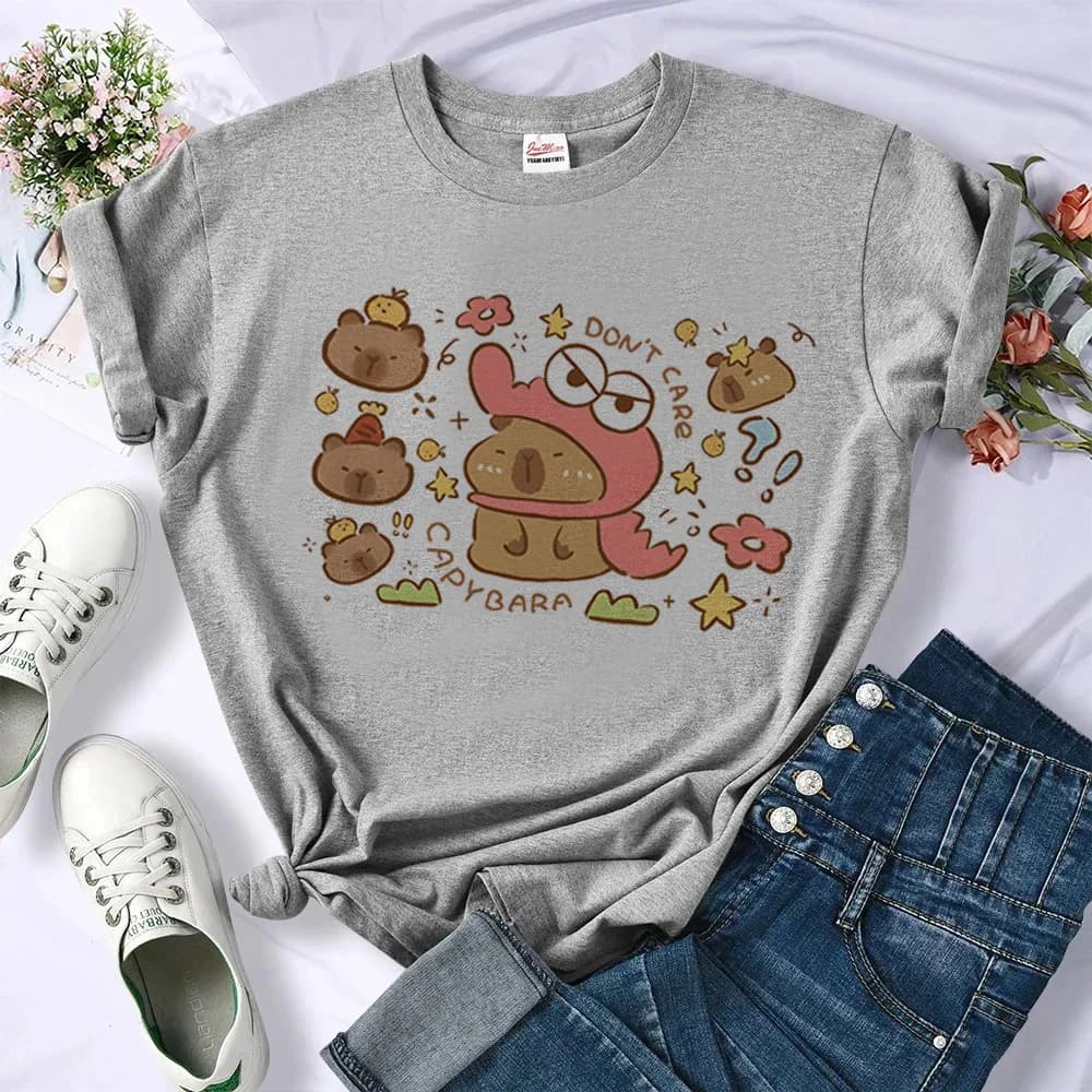 Capybara t-shirt femme 2000s esthétique 80s respirant confortable t-shirt Grunge respirant streetwea