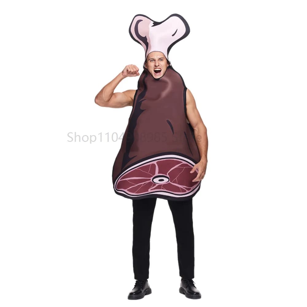 Costume de Cosplay de jambon drôle, combinaison de viande pour adultes, fête de carnaval, tenues de