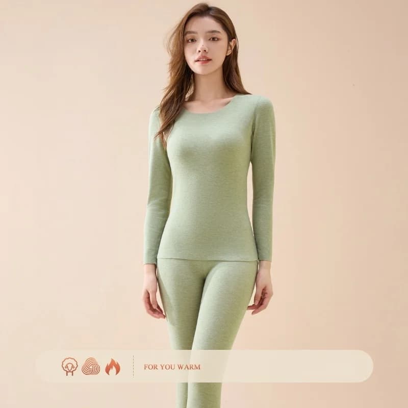 Ensemble de sous-vêtements thermiques en velours de cerf sans couture pour femmes, automne-hiver, co