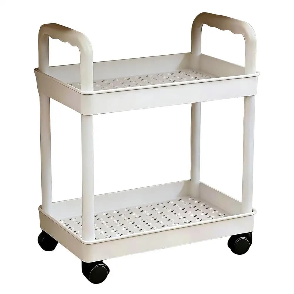 Chariot de rangement roulant à 2 niveaux, meuble mobile avec roulettes, chariot d'artisanat pour la