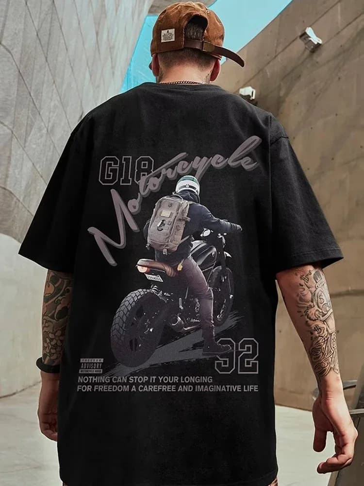 T-shirt imprimé vintage américain pour homme, manches courtes, col rond, en coton, style streetwear,