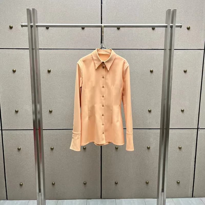 Chemise ajustée pour femme, cintrée à la taille, haut à col et manches longues, veste décontractée e