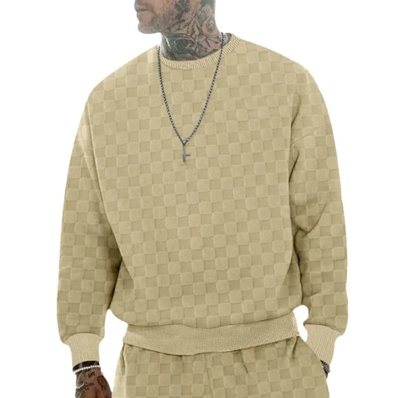 Vêtements pour hommes transfrontaliers, automne et hiver, chemise décontractée à col rond en jacquar