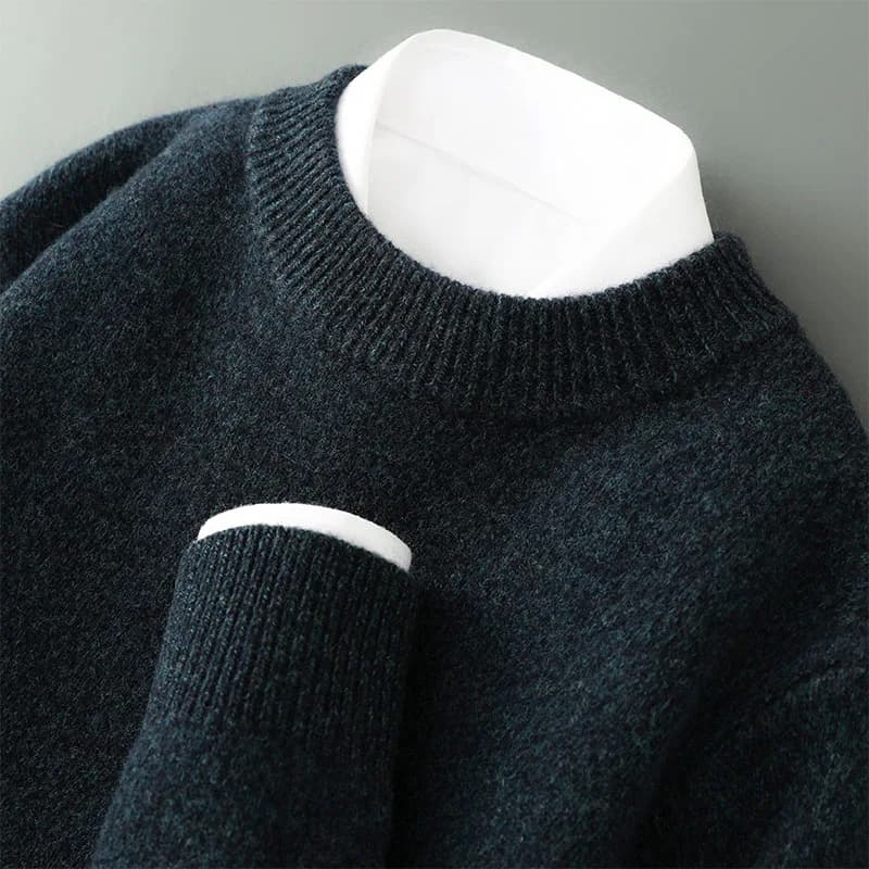 Pull en cachemire pour hommes, couleur unie, tricoté épais, Simple, décontracté, Business, chemise à