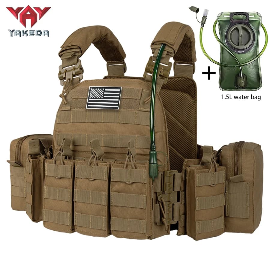 Gilet de chasse YAKEDA pour extérieur avec sac à eau de 1,5 L, ensemble d'accessoires modulaires à c