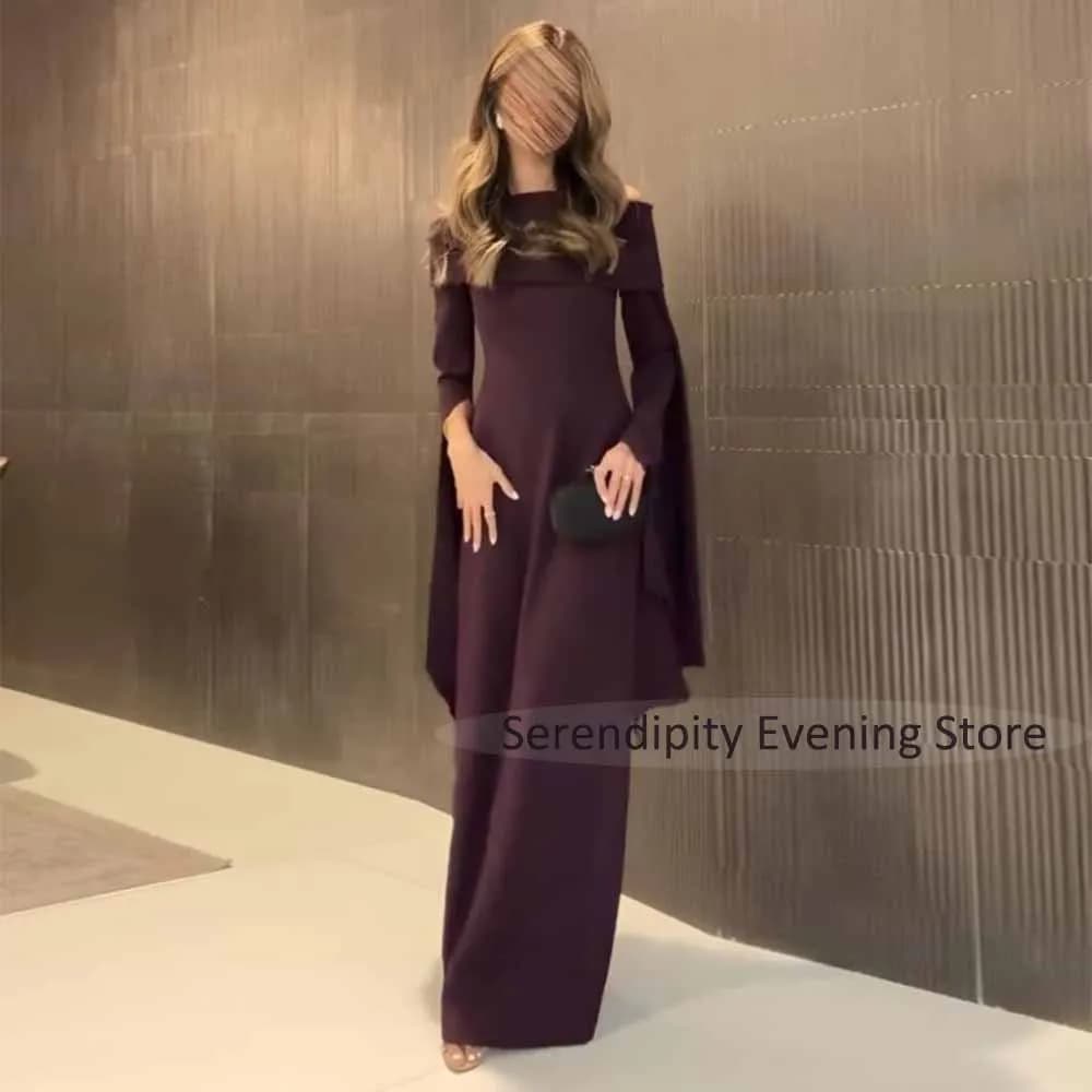 Robes de soirée bordeaux pour femmes, épaules dénudées, colonne, manches longues, dos fendu, robe de