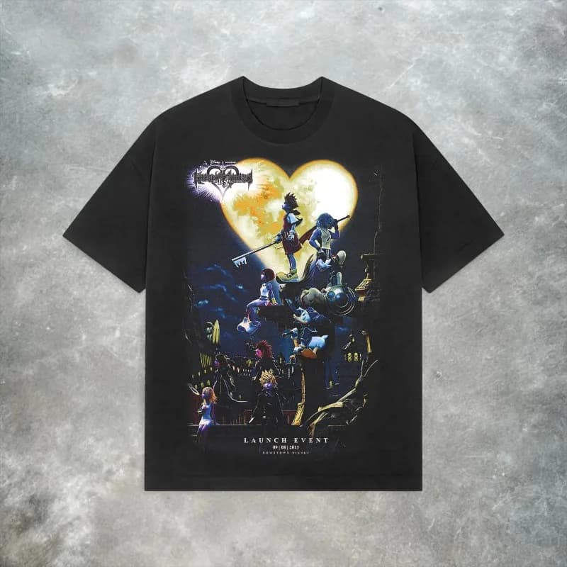 Kingdom Hearts Retro Tee Y2K Vintage Square Enix Game Shirt T-shirt d'été ample et respirant pour ho