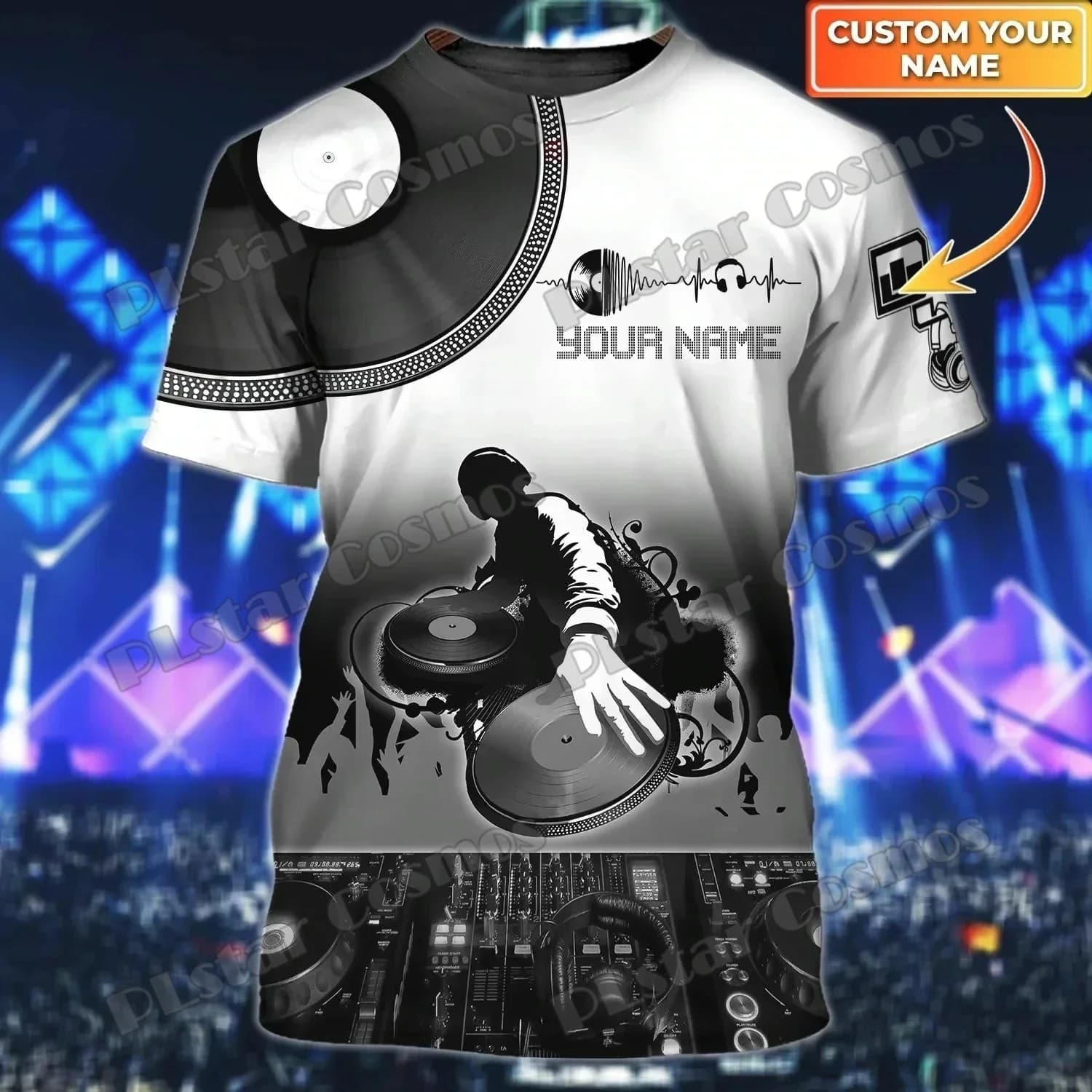 Nom personnalisé coloré DJ disque Jockey 3D imprimé mode hommes T-Shirt été unisexe décontracté T-Sh
