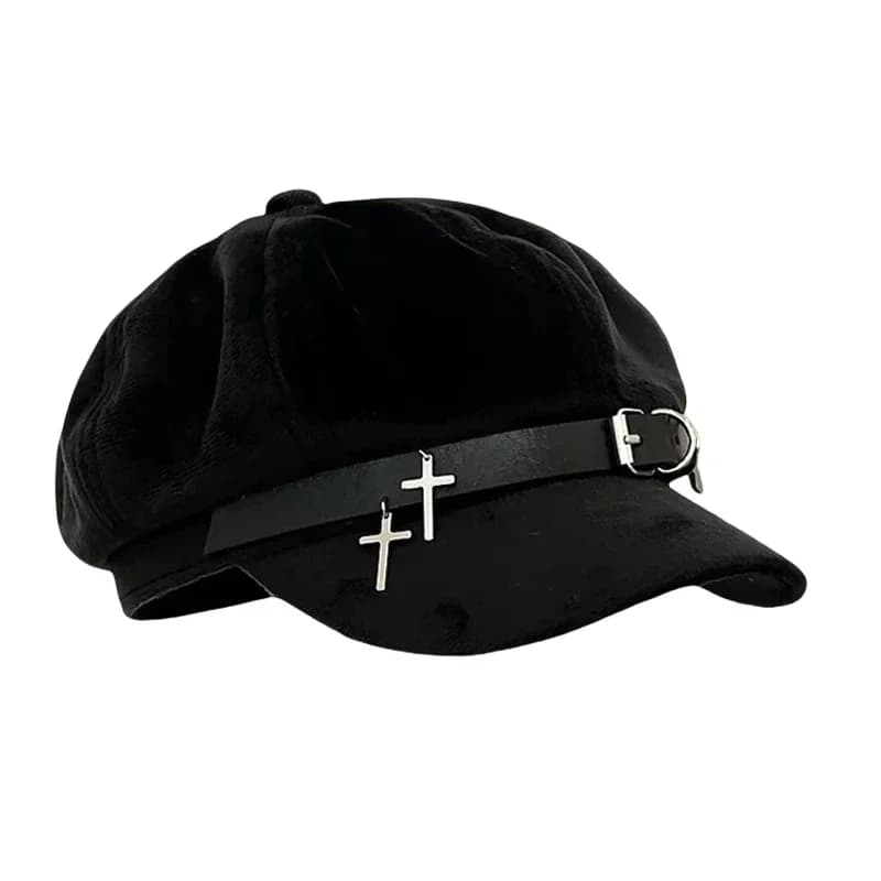 Harajuku bérets casquettes gothique Lolita chapeau femmes hommes Punk Biker Style béret casquette en