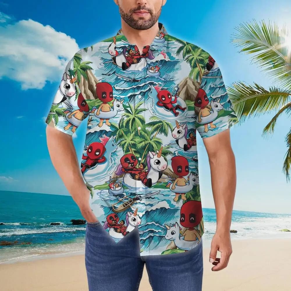Deadpool sans couture prêt à l'été trpoique, chemise à manches courtes pour hommes, chemise hawaïenn