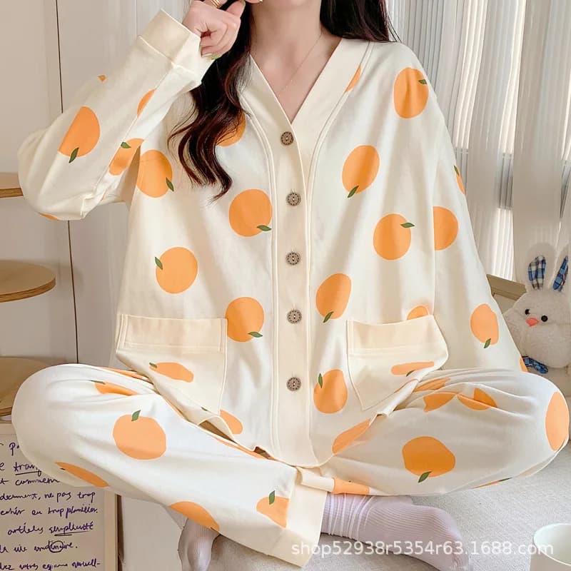 Pyjamas de maternité Homewear Costume Pyjamas d'allaitement Vêtements de lune Printemps et automne V