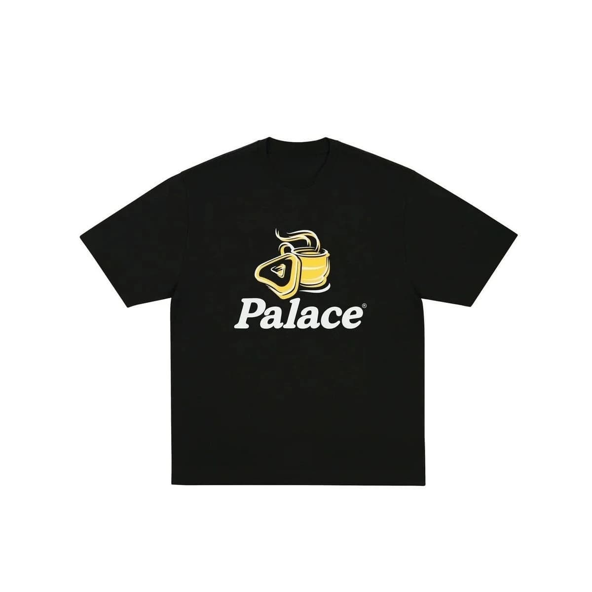 T-shirt unisexe en coton imprimé logo triangle tasse de café jaune Palace, collection été 2026, styl