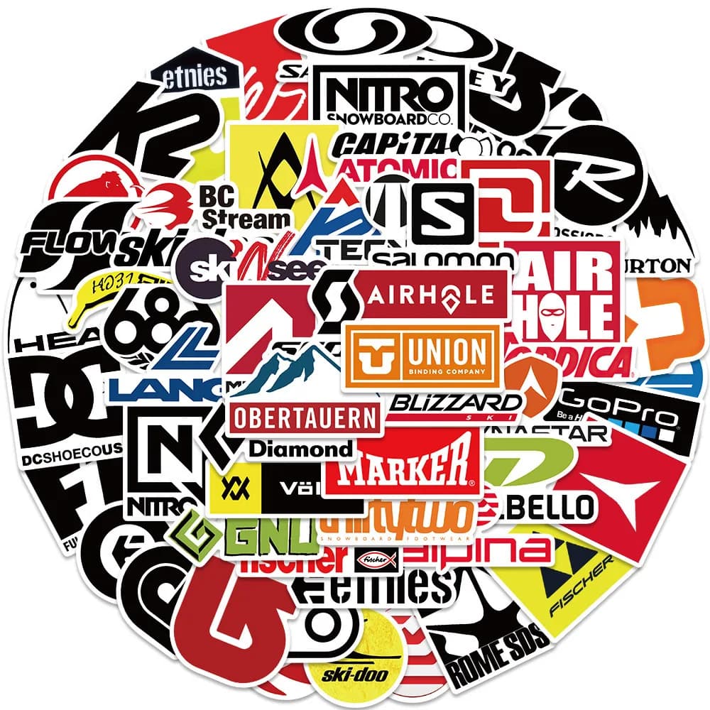 Autocollants avec Logo de marque de Ski, dessin animé cool, pour ordinateur portable, téléphone, bag