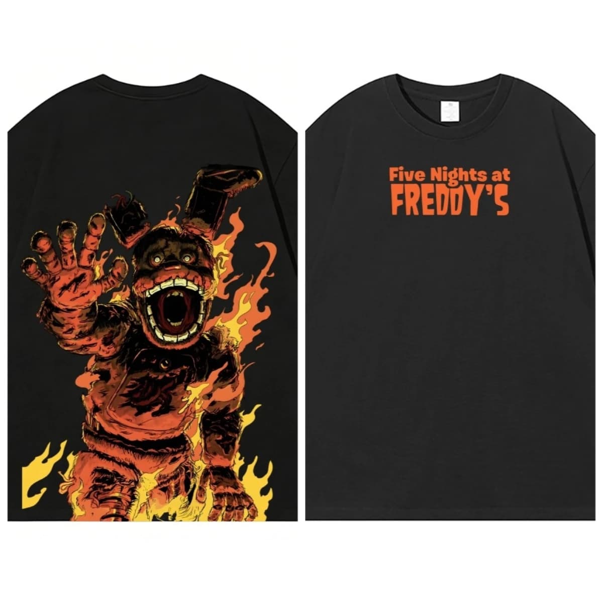 T-shirt imprimé Five Nights At Freddy's, devant et dos, motif Springtrap, jeu d'horreur, Streetwear